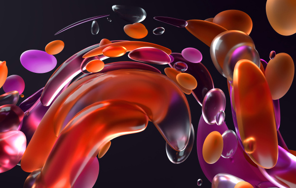 Разноцветные абстрактные пузыри на черном фоне