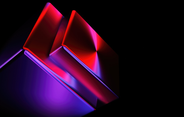 Загадочные абстрактные красные кубики на черном фоне