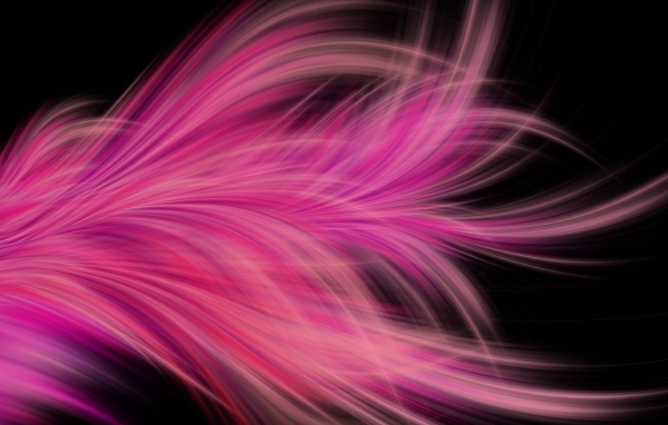 Розовое фрактальное перо на черном фоне