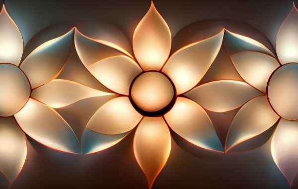 Три ярких абстрактных цветка