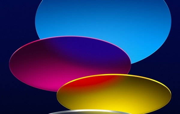 Три разноцветных круга на синем фоне, 3д