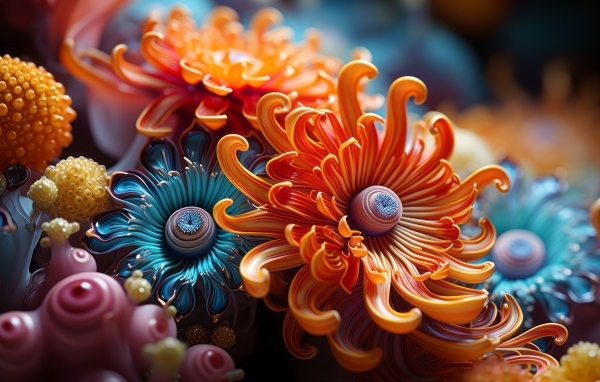 Необычные абстрактные лесные цветы