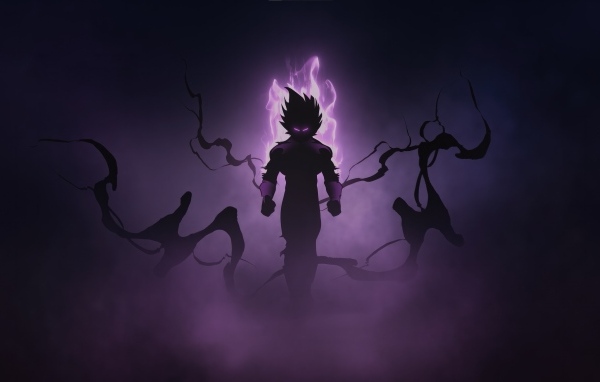 Персонаж аниме в неоновом свете