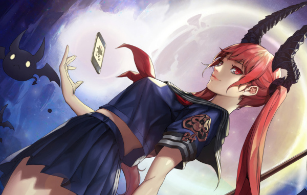 Аниме демон с большими рогами