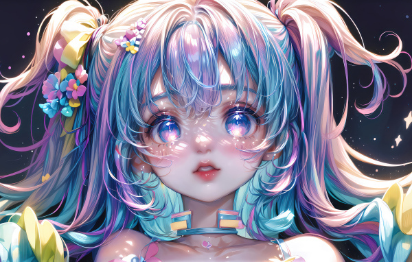 Большие глаза у девушки аниме