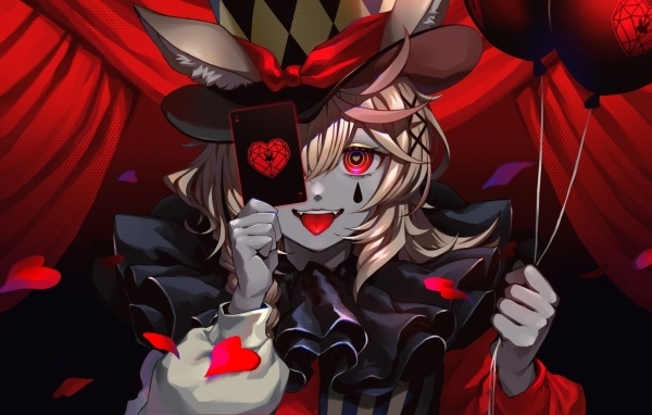 Девушка аниме с картой и шариками