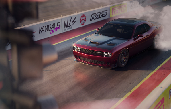 Автомобиль Dodge Challenger SRT Hellcat на гонках