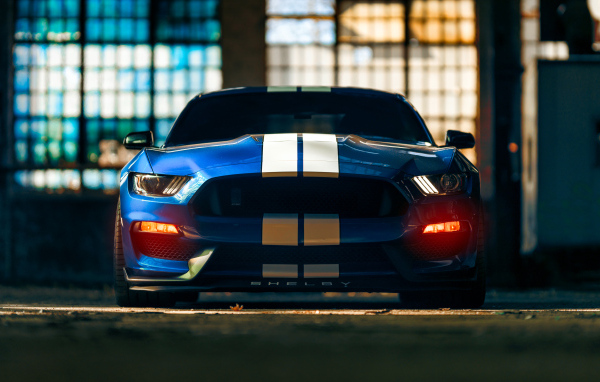 Красивый гоночный автомобиль Ford Mustang Shelby GT350 вид спереди