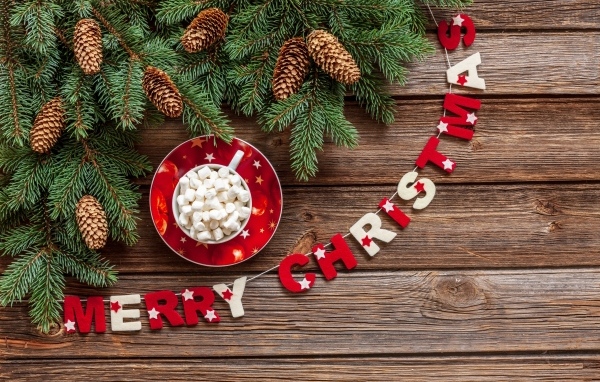 Открытка на Рождество с еловыми ветками