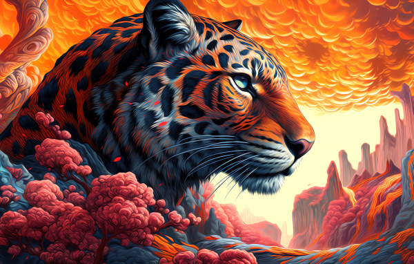 Красивый нарисованный пятнистый леопард