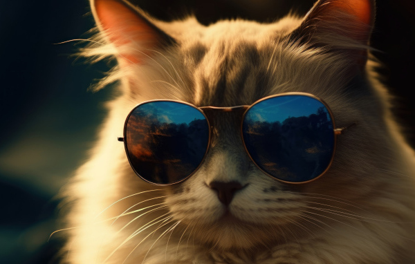 Кот в черных солнцезащитных очках
