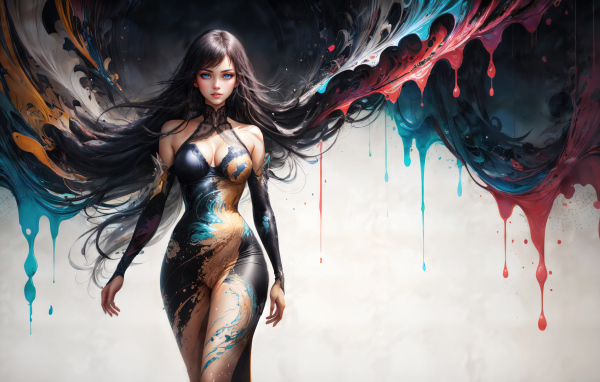 Красивая фантастическая девушка в краске