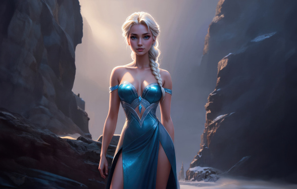 Девушка Эльза в голубом платье