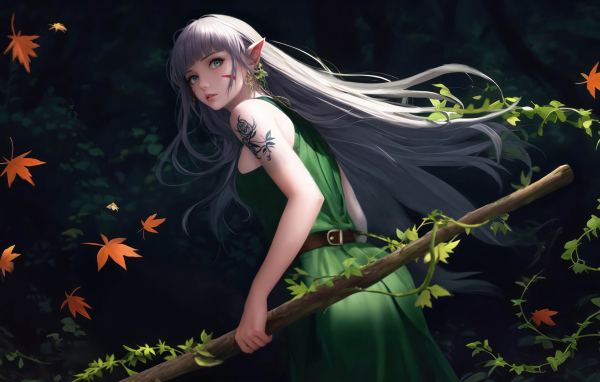 Фантастическая девушка эльф в лесу