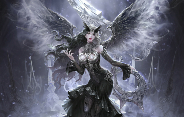 Фантастическая девушка в красивом черном платье