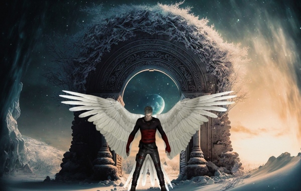 Фантастический мужчина с крыльями ангела