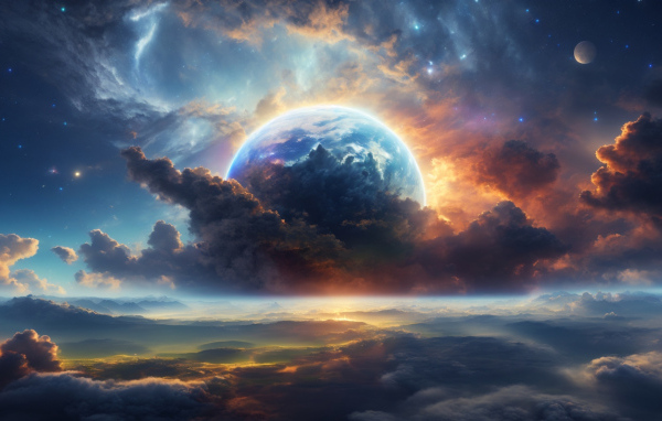 Фантастическое небо с планетой