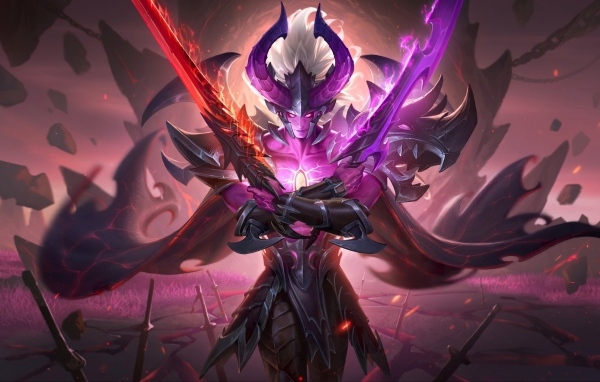 Фантастический воин с мечами