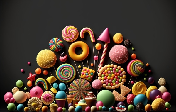 Разноцветные красивые конфеты на черном фоне