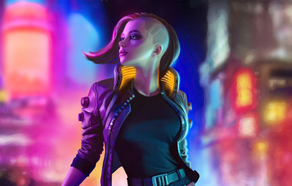Девушка солдат из компьютерной игры Cyberpunk 2077
