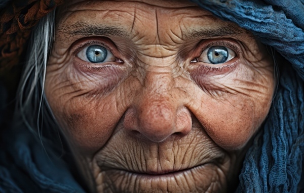 Старая женщина с голубыми глазами