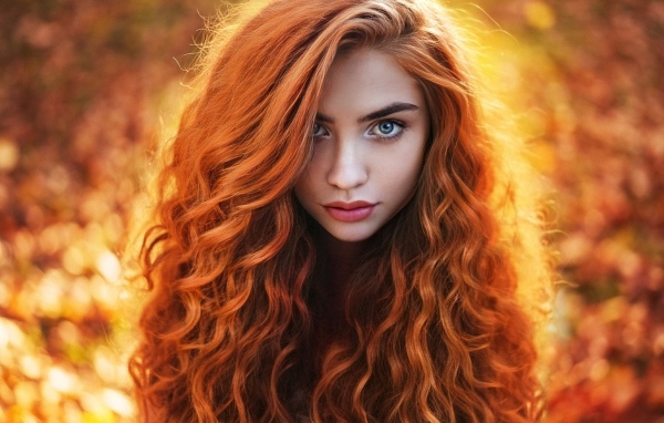 Ярка девушка с длинными рыжими волосами