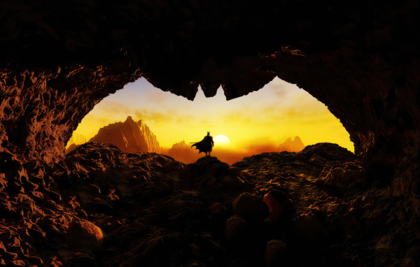 Выход в пещере в форме Бэтмена