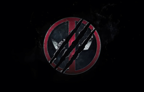 Логотип фильма Дэдпул 3 на черном фоне