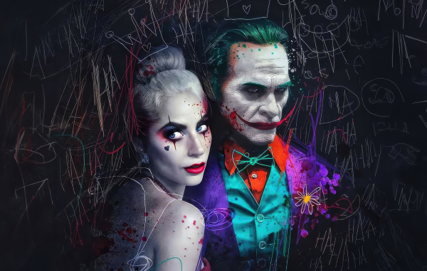 Нарисованные Харли Квин и Джокер