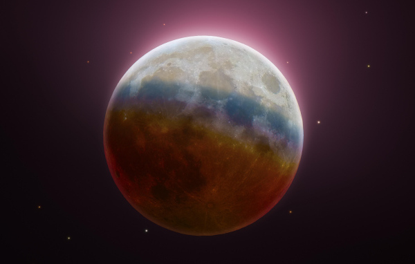 Большая луна на коричневом фоне