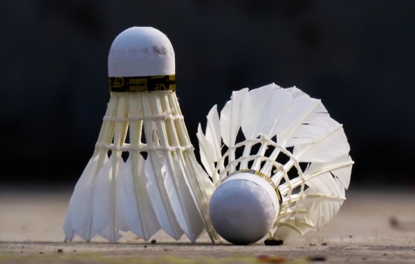 Два белых воланчика для игры в бадминтон