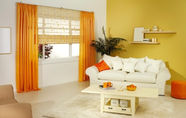 Дизайн гостиной в оранжевом стиле