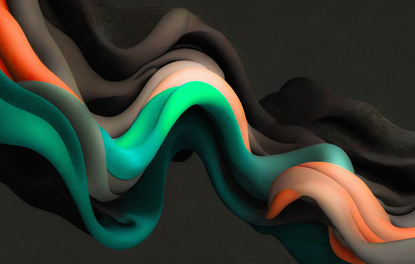 Абстрактные разноцветные волны на черном фоне