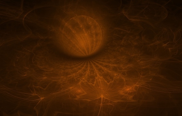 Шар на коричневом неоновом фоне с кленовым листом