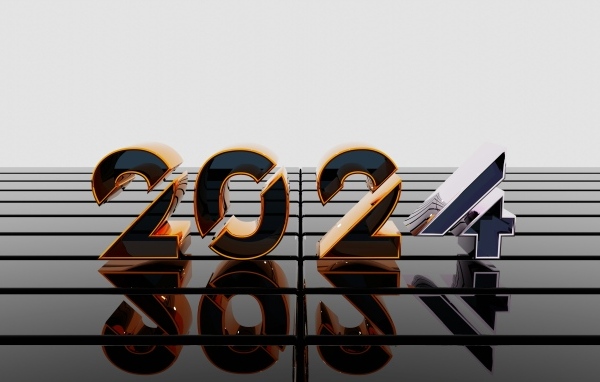 Красивые 3д цифры 2024 на сером фоне