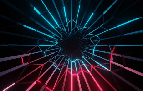 Голубой и розовый фрактальный узор 