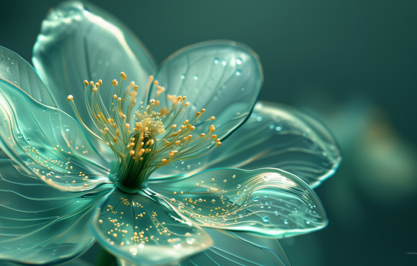 Фантастический голубой 3д цветок