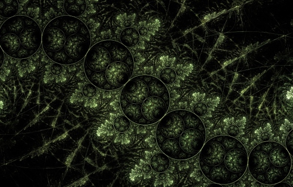 Зеленый растительный узор с кругами