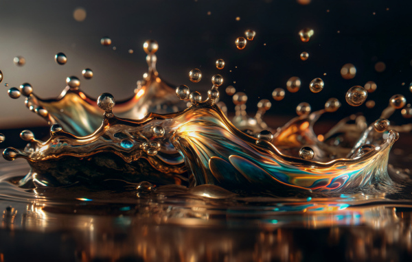 Брызги жидкости на темном фоне