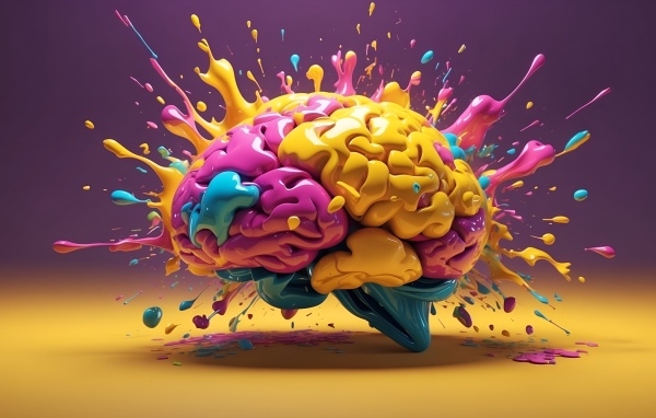 Разноцветный взрыв мозга 3д графика