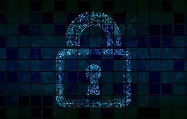 Неоновый замок на клетчатом фоне