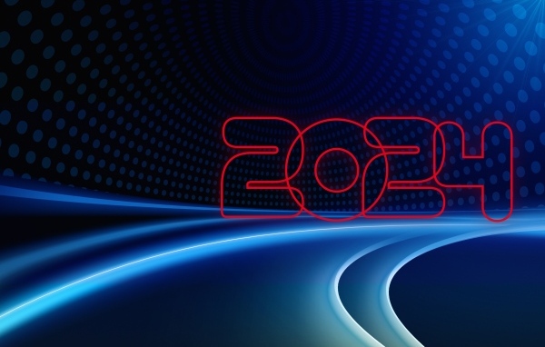 Цифры 2024 на синем фоне
