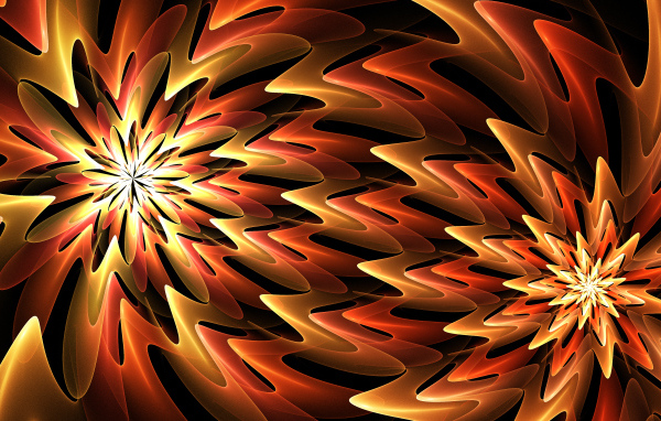 Оранжевые цветочные абстрактные фигуры 