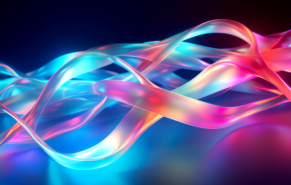 Розовые и голубые абстрактные волны на синем фоне