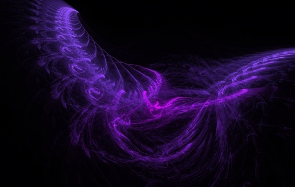 Фиолетовые волнистые узоры на черном фоне