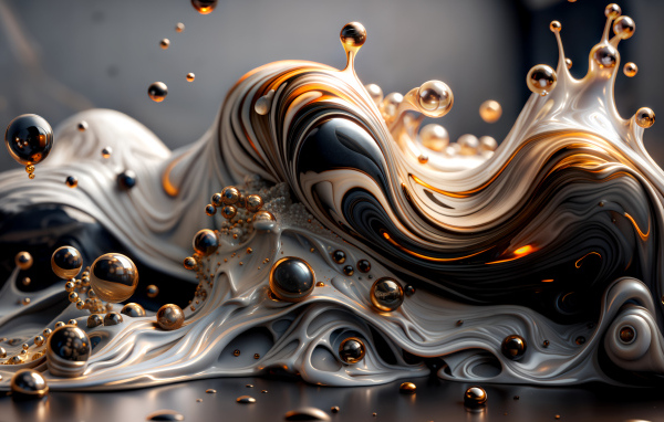 Волна из разноцветной краски с шариками