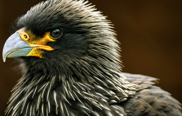 Голова черной птицы каракара