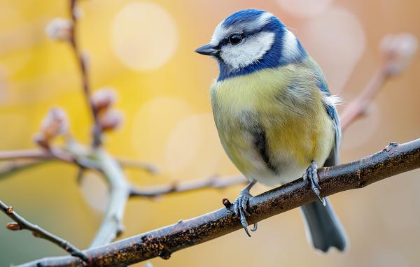 Маленькая синица сидит на ветке
