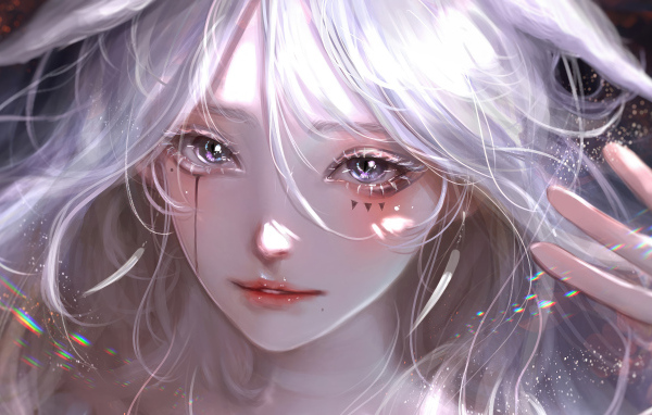 Красивая девушка аниме с необычными глазами