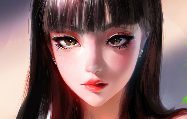 Большие красивые глаза девушки аниме